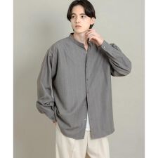 センスオブプレイスバイアーバンリサーチ(SENSE OF PLACE)のウールタッチストライプバンドカラーシャツ