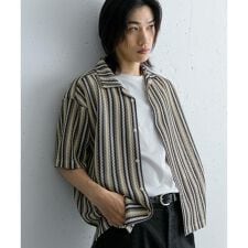 『ユニセックス』『洗濯可』アソートレースオープンカラーシャツ(5分袖)