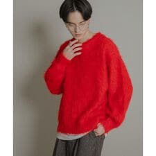 『洗濯可』シャギークルーネックニット