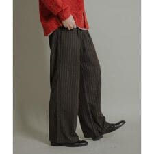 ウールブレンドカーブポケットストレートパンツ