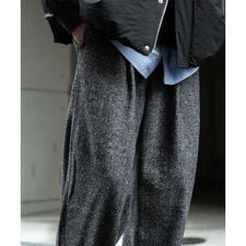 カラーネップワンタックバレルパンツ