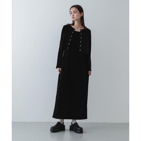 【アイボリー】2Pベロアアンサンブルワンピース SENSE OF PLACE｜2Pベロアアンサンブルワンピース | Rakuten Fashion