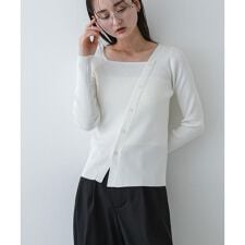 『洗濯可』アシメデザインリブセーター