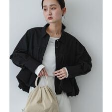 『イージーケア』シルバーボタンバルーンシャツ