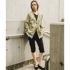 レースレイヤードノーカラージャケット