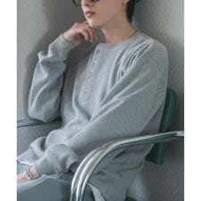 ワッフルヘンリーネックロングTシャツ