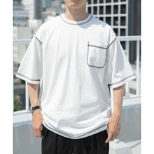 配色ステッチクルーネックTシャツ