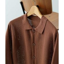 ガーター編みニットシャツカーディガン