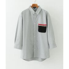 ニットポケット切替オックス7分袖シャツ