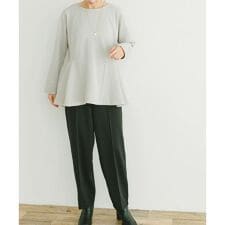 ペプラムトップス×パンツセット