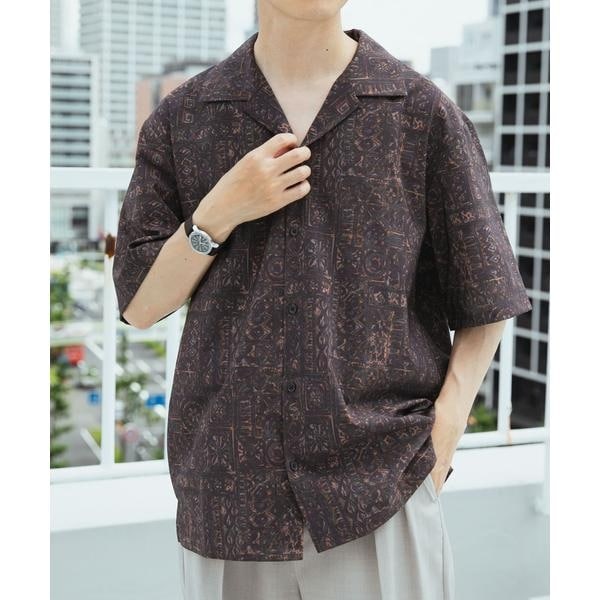 Batik Print Open Collar shirts
