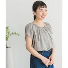 『セットアップ対応』『洗濯可』リネンレーヨンギャザーブラウス