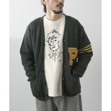 アイテムズ アーバンリサーチ(ITEMS URBAN RESEARCH)のウール混サガラ刺繍カーディガン