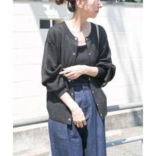 ドットボタンラメニットカーディガン