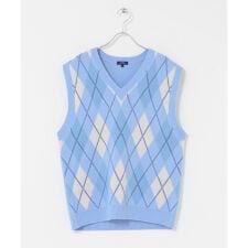 ウール混アーガイルVネックニットベスト