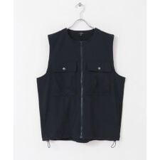 撥水×ストレッチ ナイロンノーカラーベスト