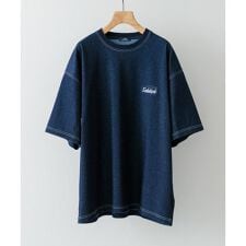 ワンポイント刺繍クルーネックデニムTシャツ