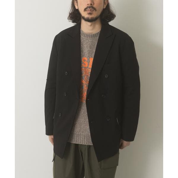 ブラック ダブルブレストジャケット 7days Life Styling ジャケット ノーカラージャケット 「レディース