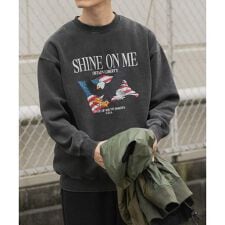 パウダー加工 裏起毛スウェットプルオーバー