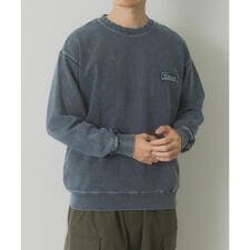 ワンポイント刺繍スウェットデニムトップス