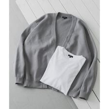 『洗濯可/抗菌/防臭/UVカット』高機能リブニットカーディガン+インナー セ