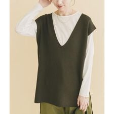 ロングTシャツ×ニットベストセット