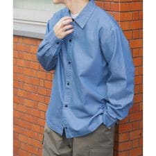 スナップボタンデニムレギュラーカラーシャツ