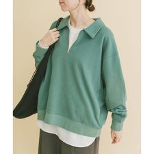 ハーフジップフェード裏毛プルオーバー