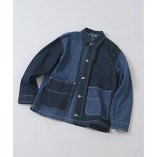 ヒッコリー×デニム切替ワークジャケット