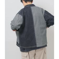 ヒッコリー×デニム切替ワークジャケット