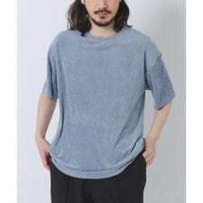 接触冷感フェイクスエード半袖クルーネックTシャツ