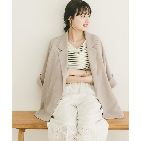 高級感✨ BEIGE, リネン調ジャケット 軽い羽織り Mサイズ相当 メッシュ半袖ジャケット | アイテムズ アーバンリサーチ(ITEMS URBAN