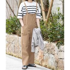 製品染めジップデザインサロペット