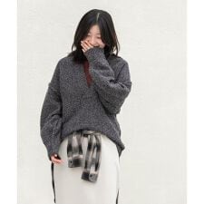 鹿子編みスキッパー衿ニット