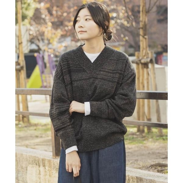 エカル（EKAL）/Vネックバルキーボーダーニット Vネックバルキーボーダーニット | エカル(EKAL) | マルイウェブチャネル