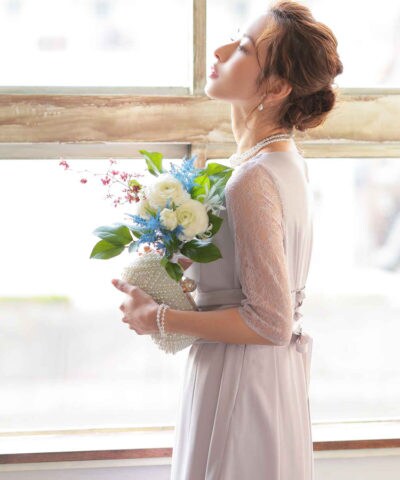 ハレモード（haremode）/結婚式・二次会・セレモニーシーン対応　ワンピース・パーティードレス　ウエストモチーフベルトドレス 結婚式・二次会・セレモニーシーン対応 ワンピース・パーティードレス