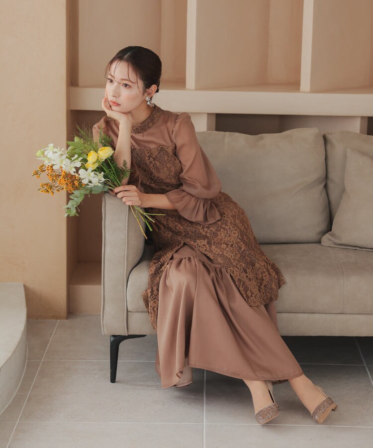 【アンフィニ】　パーティー　結婚式　ドレス 結婚式/パーティー/フォーマル/謝恩会に使える♪ラッセルレース