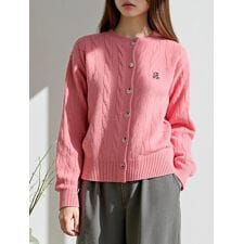 刺しゅうロゴケーブルニットカーディガン