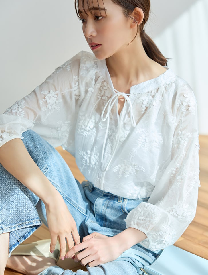 euw フラワーシアーブラウス フラワー刺繍シアーブラウス | フィフス(fifth) | マルイウェブチャネル