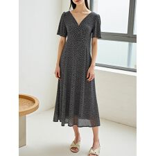 小花柄カシュクールロングワンピース