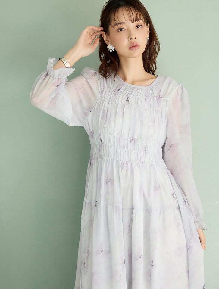 水彩フラワー柄シャーリングワンピース | フィフス(fifth) | マルイ 