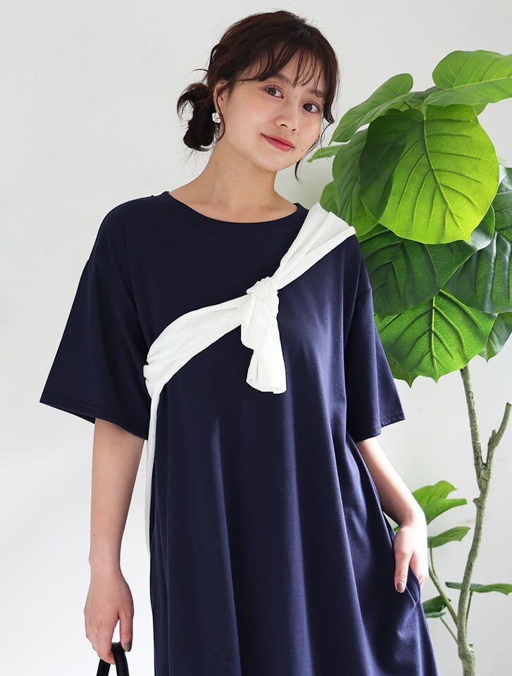 洗える・2SET】カットデザインスタイルアップ ワンピース×ニット