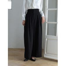 【U150～Lサイズあり】ポケット付ハイウエストスラックスパンツ