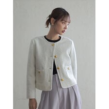 フィフス(fifth)のノーカラーツイードジャケット