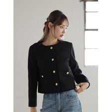 フィフス(fifth)のノーカラーツイードジャケット