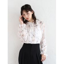 フィフス(fifth)の前開きジャガード花柄ブラウス