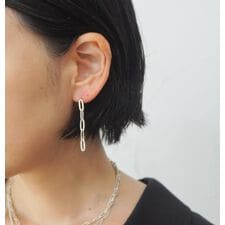 【Nina&Jules】レクタングルチェーンシルバーピアス
