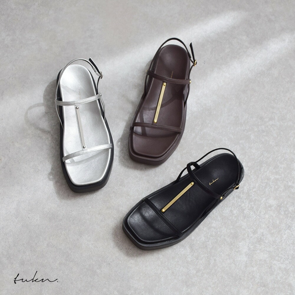 トゥクン（tukn．）/【厚底なのに軽量】2025SS新作 厚底 ストラップ サンダル メタルパーツ付き 厚底なのに軽量】2025SS新作 厚底 ストラップ サンダル メタルパーツ