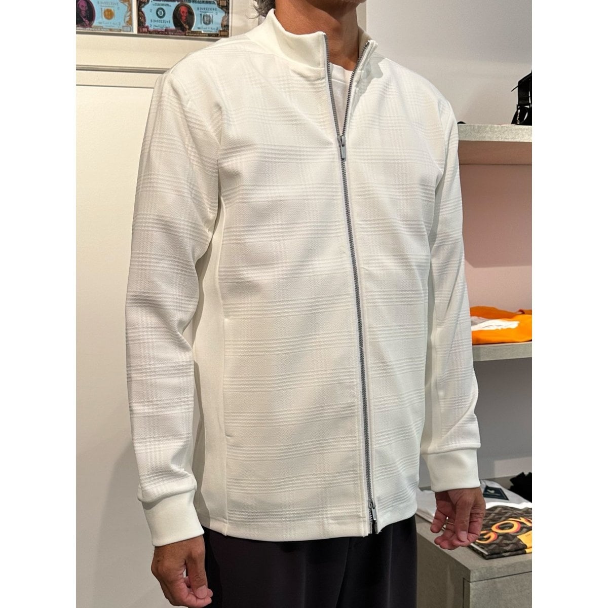 トランジション（TRANSITION）/【TRANSITION】チェックジャガードモックネックフロントジップtee TRANSITION】チェックジャガードモックネックフロントジップtee