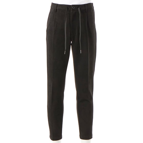 洗えるテーパードパンツ】ワンタック スラックス カーキ無地 撥水加工